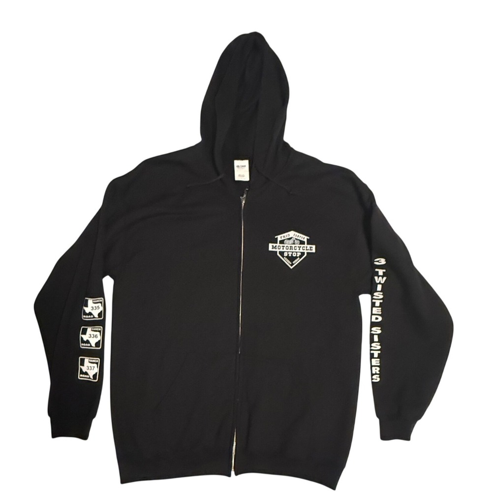 Gildan‎ Frio Canyon Motorcycle Stop 3 Twisted Sisters Zip Hoodie Black Mens L